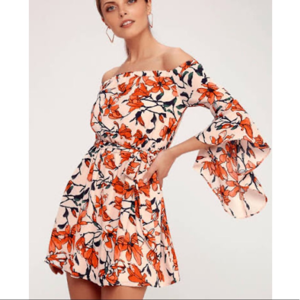 Lulu’s blushing blooms nude floral print dress